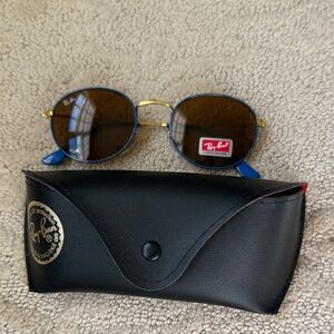 Ray-Ban Blue and Gold Round Sunglasses